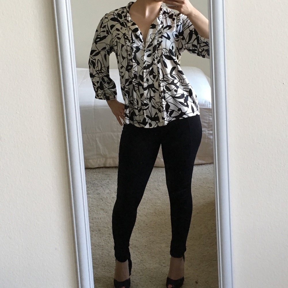 BCBG- Formal black & white blouse